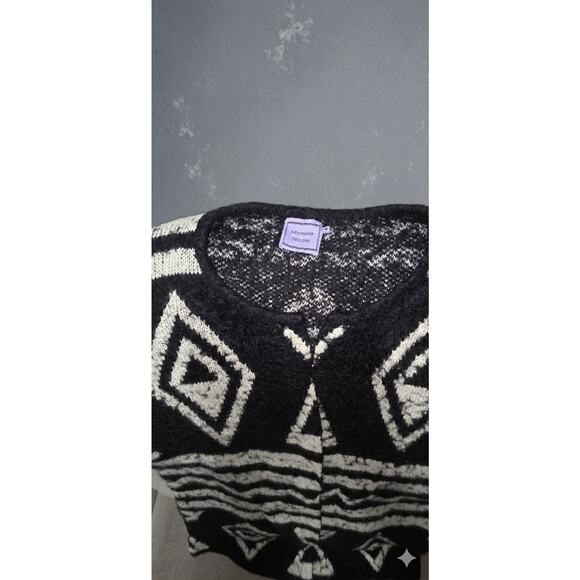Michelle Nicole Black & White Tribal Knit Cardigan Sweater Size M - Picture 5 of 5